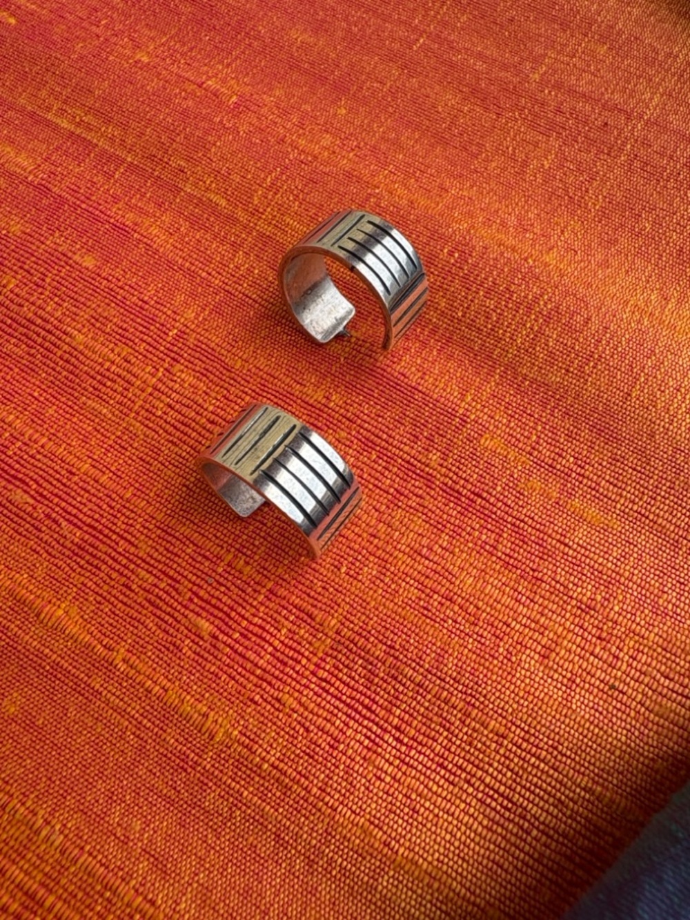 Sterling Silver Ribbed Hoop Earrings -